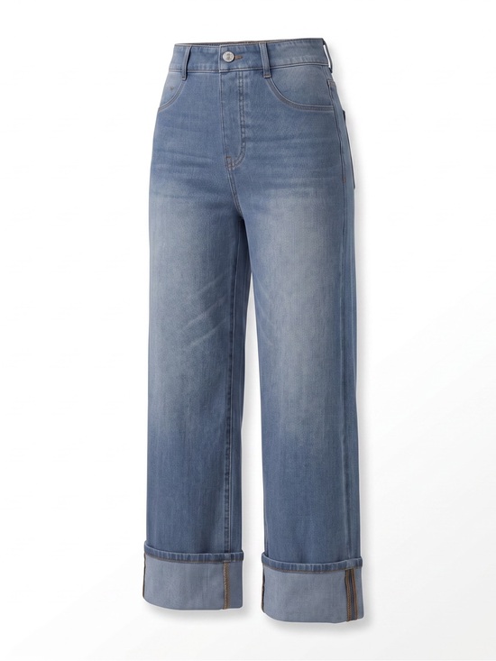 HALARA Denim - Halara Flex High Waisted Tummy.
Control Rolled Hem Wide Leg Washed Size XL Tall